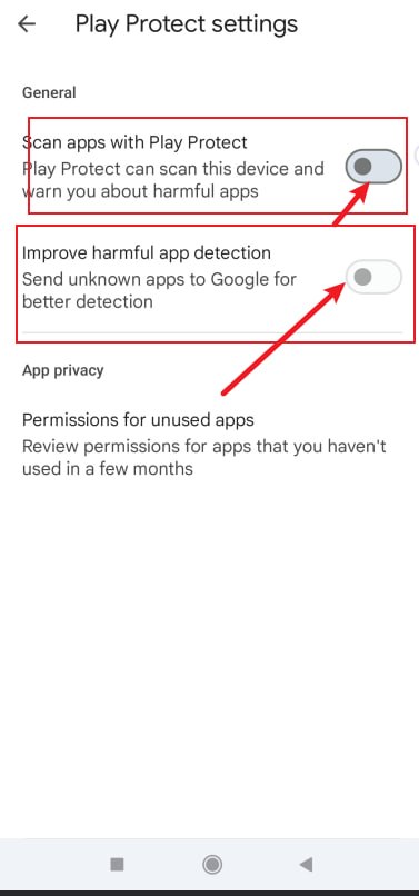 Disable Play Protect scan