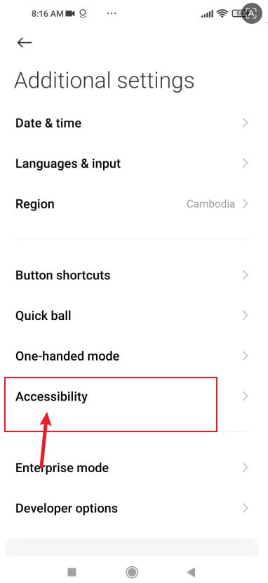 Accessibility menu
